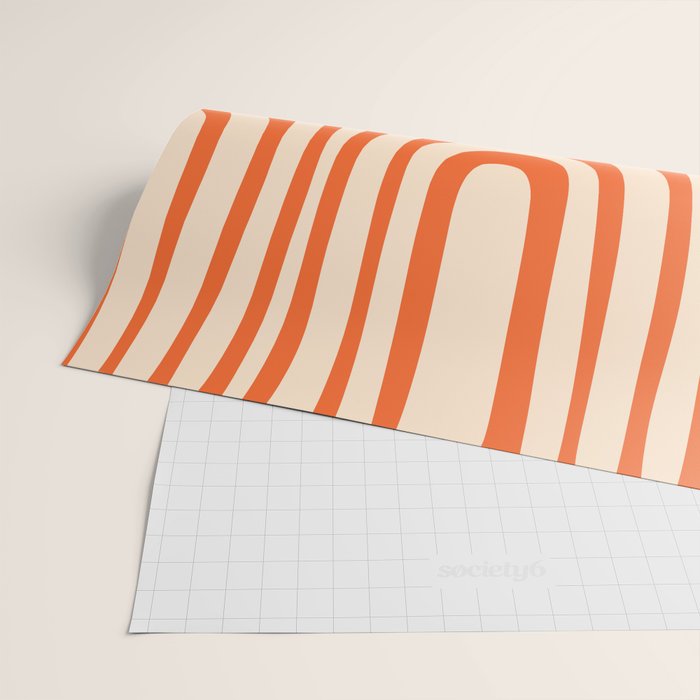 Midcentury Modern Confaab Abstract Pattern Orange Cream Wrapping Paper Gallery Image 2