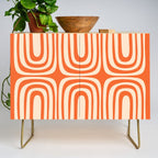 Midcentury Modern Confaab Abstract Pattern Orange Cream Credenza Gallery Image 1