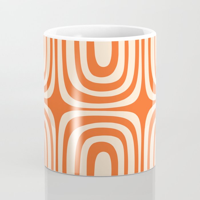 Midcentury Modern Confaab Abstract Pattern Orange Cream Coffee Mug Gallery Image 4