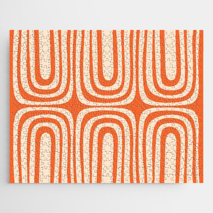 Midcentury Modern Confaab Abstract Pattern Orange Cream Jigsaw Puzzle Gallery Image 1