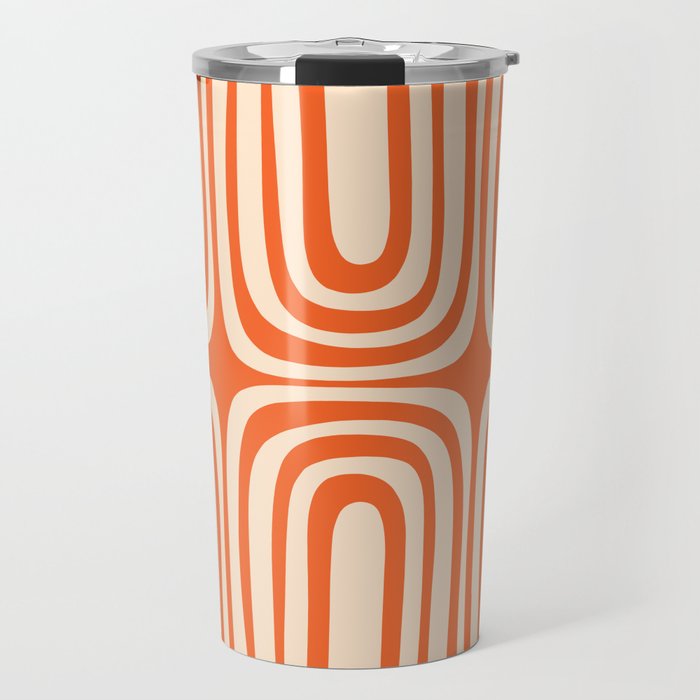 Midcentury Modern Confaab Abstract Pattern Orange Cream Travel Mug Gallery Image 1