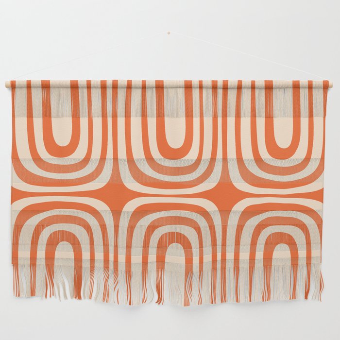 Midcentury Modern Confaab Abstract Pattern Orange Cream Wall Hanging Gallery Image 1