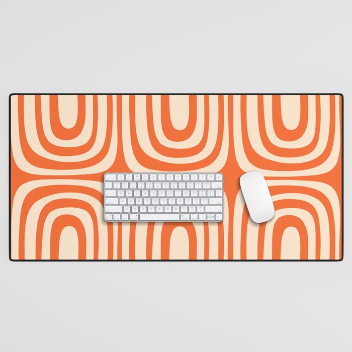 Midcentury Modern Confaab Abstract Pattern Orange Cream Desk Mat Gallery Image 1