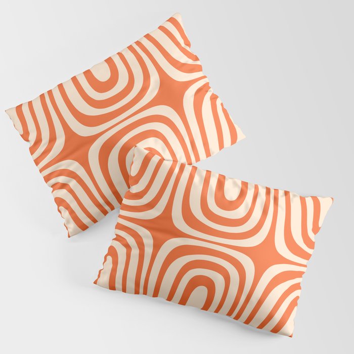 Midcentury Modern Confaab Abstract Pattern Orange Cream Pillow Sham Gallery Image 3