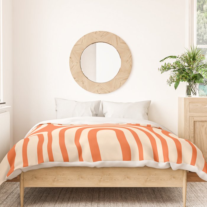 Midcentury Modern Confaab Abstract Pattern Orange Cream Duvet Cover Gallery Image 3