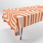 Midcentury Modern Confaab Abstract Pattern Orange Cream Tablecloth Gallery Image 1