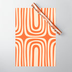 Midcentury Modern Confaab Abstract Pattern Orange Cream Wrapping Paper Gallery Image 1