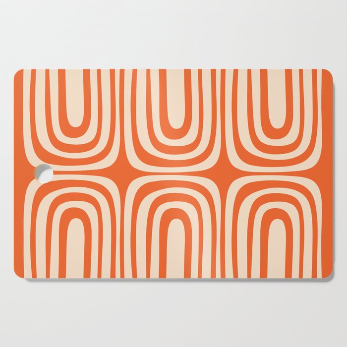 Midcentury Modern Confaab Abstract Pattern Orange Cream Cutting Board Gallery Image 1