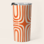 Midcentury Modern Confaab Abstract Pattern Orange Cream Travel Mug Gallery Image 3
