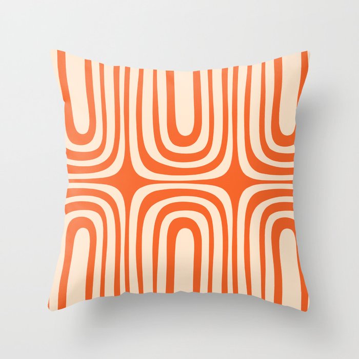 Midcentury Modern Confaab Abstract Pattern Orange Cream Throw Pillow Gallery Image 6