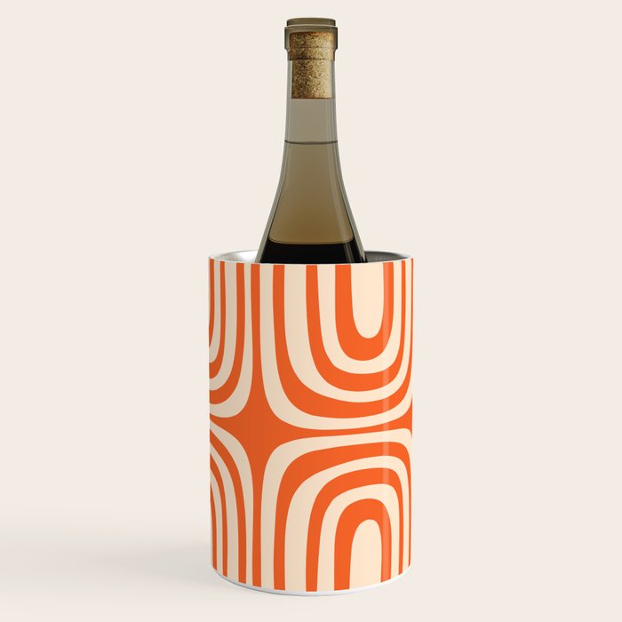 Midcentury Modern Confaab Abstract Pattern Orange Cream Wine Chiller Gallery Image 3