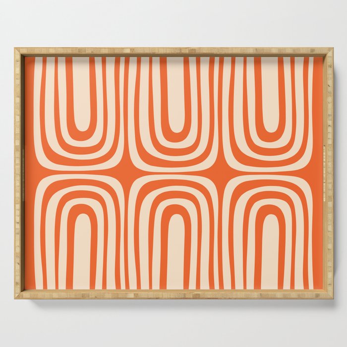 Midcentury Modern Confaab Abstract Pattern Orange Cream Serving Tray Gallery Image 1