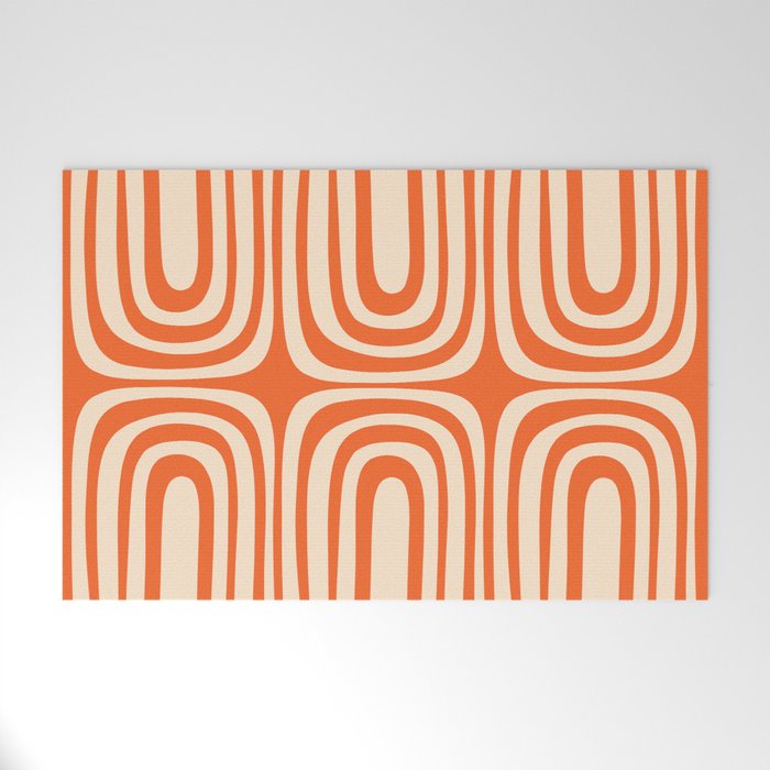 Midcentury Modern Confaab Abstract Pattern Orange Cream Welcome Mat Gallery Image 1