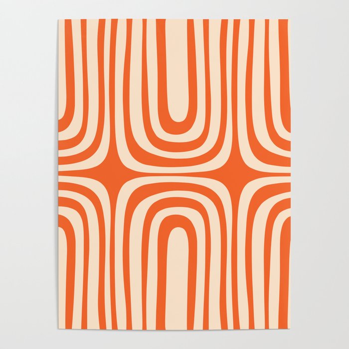 Midcentury Modern Confaab Abstract Pattern Orange Cream Poster Gallery Image 4