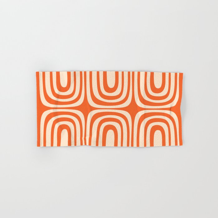 Midcentury Modern Confaab Abstract Pattern Orange Cream Bath Towel Gallery Image 1