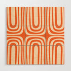 Midcentury Modern Confaab Abstract Pattern Orange Cream Wood Wall Art Gallery Image 1