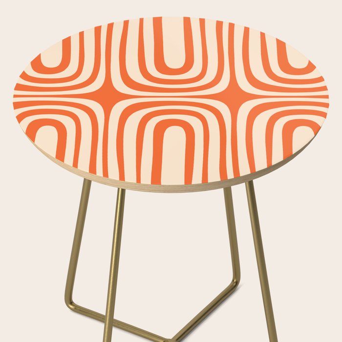 Midcentury Modern Confaab Abstract Pattern Orange Cream Side Table Gallery Image 2