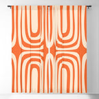 Midcentury Modern Confaab Abstract Pattern Orange Cream Window Curtain Gallery Image 5