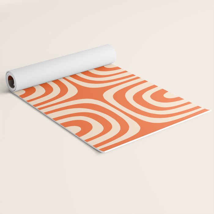 Midcentury Modern Confaab Abstract Pattern Orange Cream Yoga Mat Gallery Image 2
