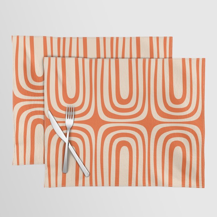 Midcentury Modern Confaab Abstract Pattern Orange Cream Placemat Gallery Image 1