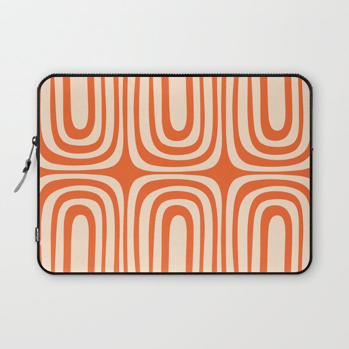 Midcentury Modern Confaab Abstract Pattern Orange Cream Laptop Sleeve Gallery Image 1