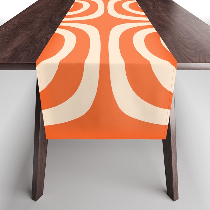 Midcentury Modern Confaab Abstract Pattern Orange Cream Table Runner Gallery Image 1