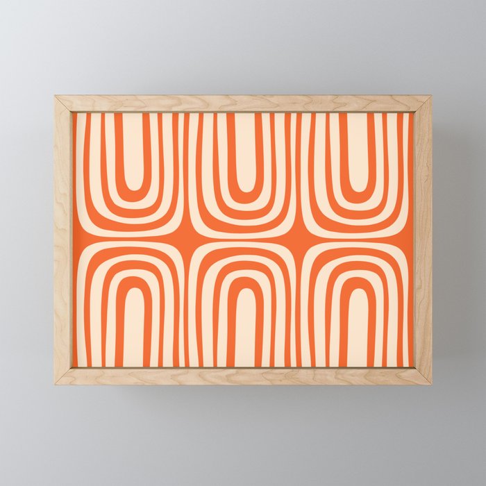 Midcentury Modern Confaab Abstract Pattern Orange Cream Mini Art Print Gallery Image 1