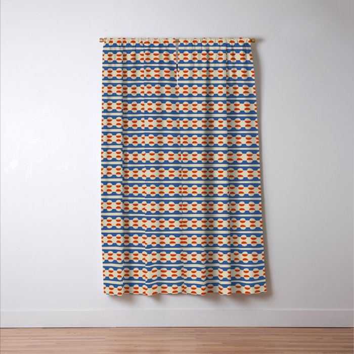 Dots and Lines - Blue and Red Window Curtain Gallery Image 3