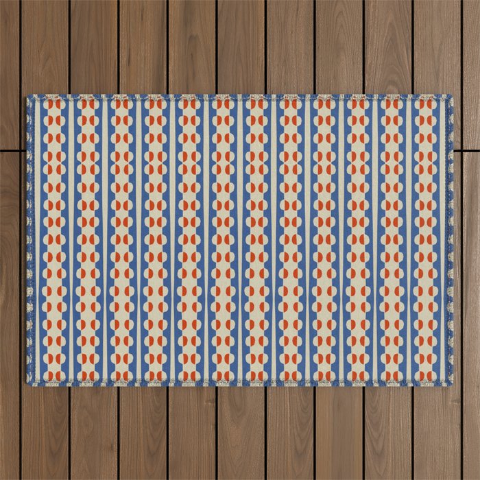 Dots and Lines - Blue and Red Outdoor Rug Gallery Image 1