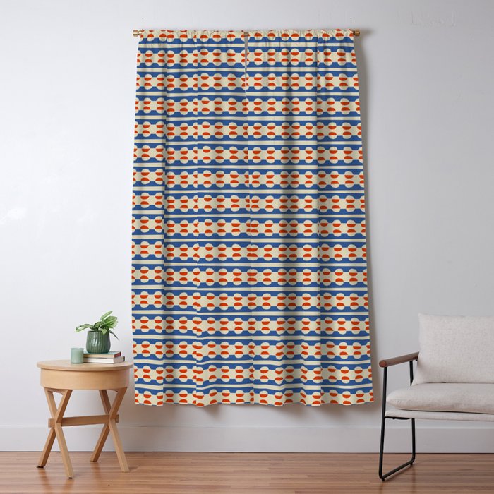 Dots and Lines - Blue and Red Window Curtain Gallery Image 1