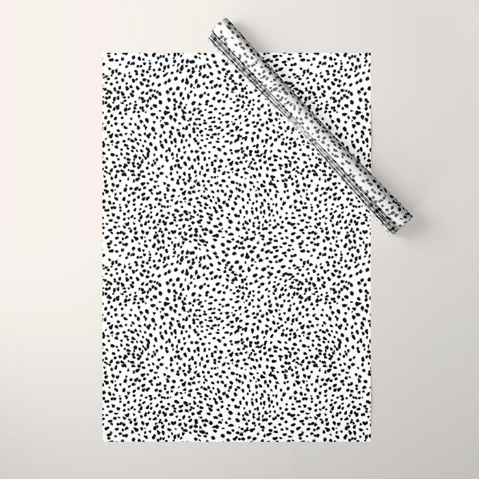 Nadia - Black and White, Animal Print, Dalmatian Spot, Spots, Dots, BW Wrapping Paper Gallery Image 1