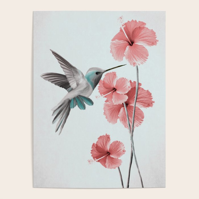 Hummingbird with Hibiscus Poster Gallery Image 4