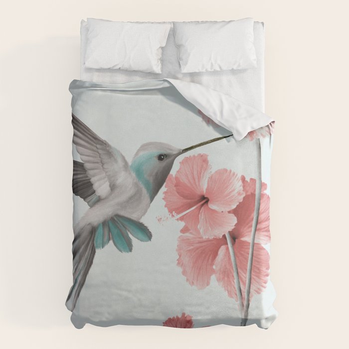Hummingbird with Hibiscus Duvet Cover Gallery Image 6