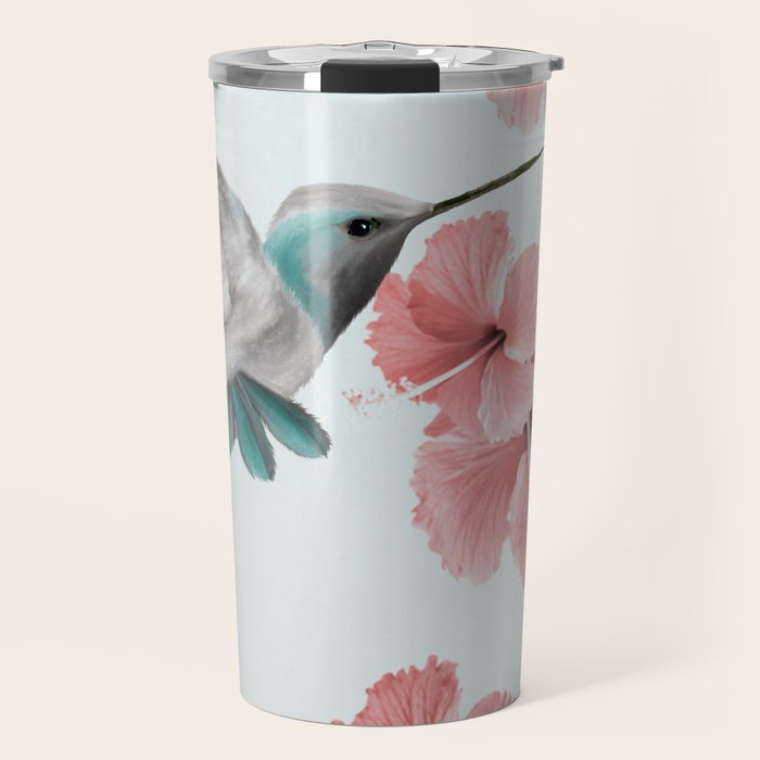 Hummingbird with Hibiscus Travel Mug Gallery Image 1