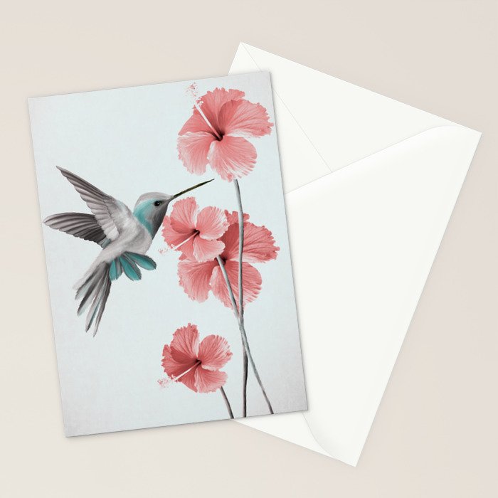 Hummingbird with Hibiscus Stationery Card Gallery Image 2