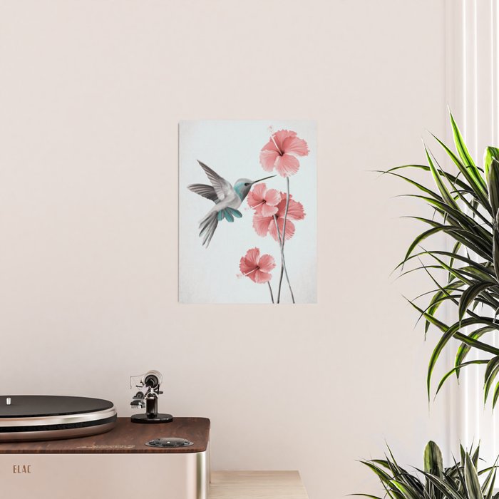 Hummingbird with Hibiscus Poster Gallery Image 2