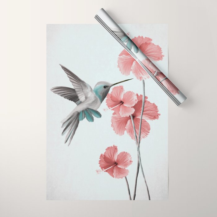 Hummingbird with Hibiscus Wrapping Paper Gallery Image 1