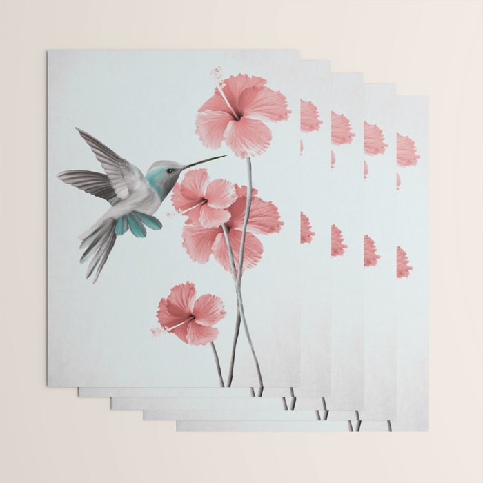 Hummingbird with Hibiscus Wrapping Paper Gallery Image 3