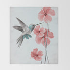 Hummingbird with Hibiscus Throw Blanket Gallery Image 2