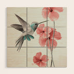 Hummingbird with Hibiscus Wood Wall Art Gallery Image 1