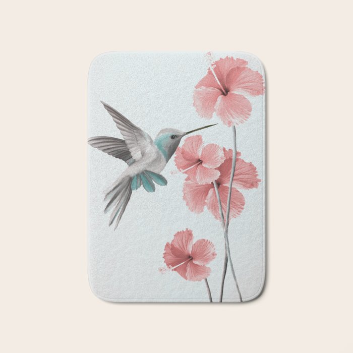 Hummingbird with Hibiscus Bath Mat Gallery Image 1