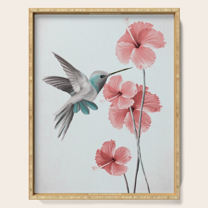 Hummingbird with Hibiscus Serving Tray Gallery Image 1