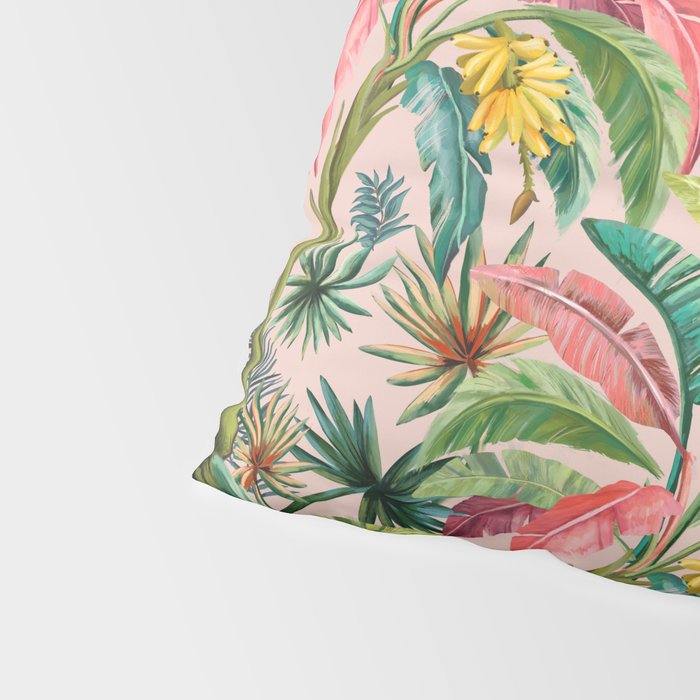 Palm Life, tropical palm leaves, banana palm, Hollywood Regency, green, pinks Pillow Sham Gallery Image 4