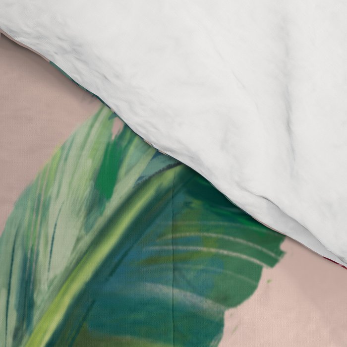 Palm Life, tropical palm leaves, banana palm, Hollywood Regency, green, pinks Comforter Gallery Image 4