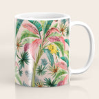 Palm Life, tropical palm leaves, banana palm, Hollywood Regency, green, pinks Coffee Mug Gallery Image 1