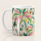 Palm Life, tropical palm leaves, banana palm, Hollywood Regency, green, pinks Coffee Mug Gallery Image 3