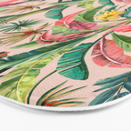 Palm Life, tropical palm leaves, banana palm, Hollywood Regency, green, pinks Bath Mat Gallery Image 3