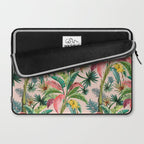 Palm Life, tropical palm leaves, banana palm, Hollywood Regency, green, pinks Laptop Sleeve Gallery Image 2
