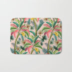 Palm Life, tropical palm leaves, banana palm, Hollywood Regency, green, pinks Bath Mat Gallery Image 1
