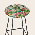 Palm Life, tropical palm leaves, banana palm, Hollywood Regency, green, pinks Stool Gallery Image 2